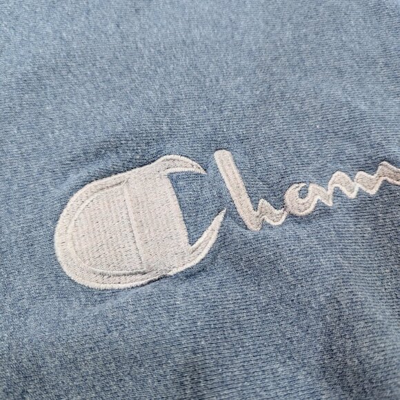 CHAMPION Vintage Sweatshirt L Reverse Weave USA Cotton Crewneck Dusty Blue 90's - Picture 4 of 9